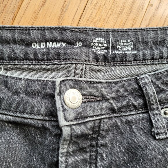 Old Navy Extra High Rise Pop Icon Skinny Secret-Slim Pockets Size 10 Black Gray - Picture 3 of 12